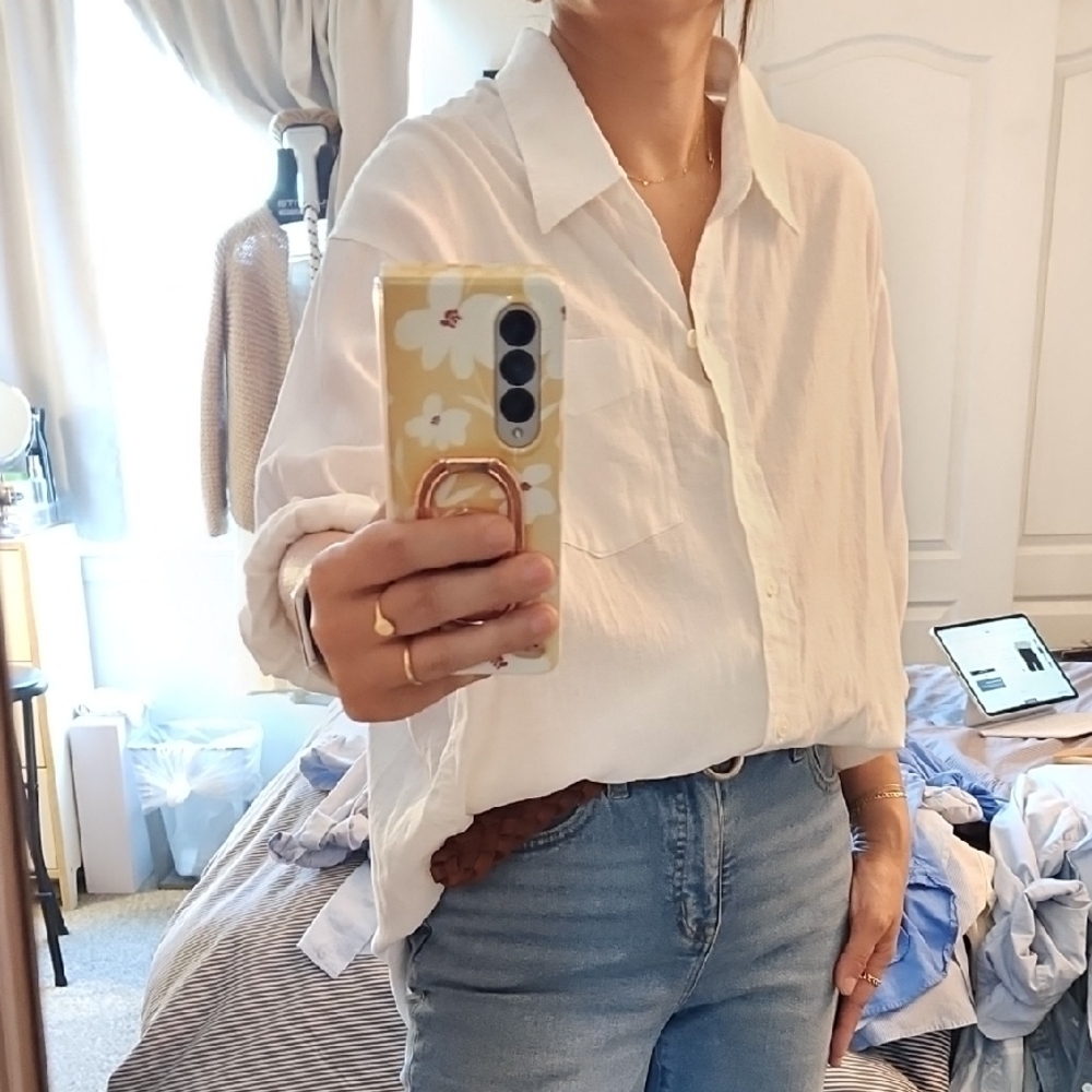 Wilfred Free Cream Button-Down Shirt Sz XXS